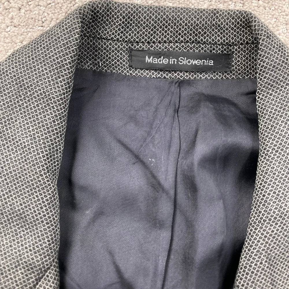 Ferrini Blazer‎ Mens 40R Gray Diamond Double Breasted Wool Blend Suit Jacket
